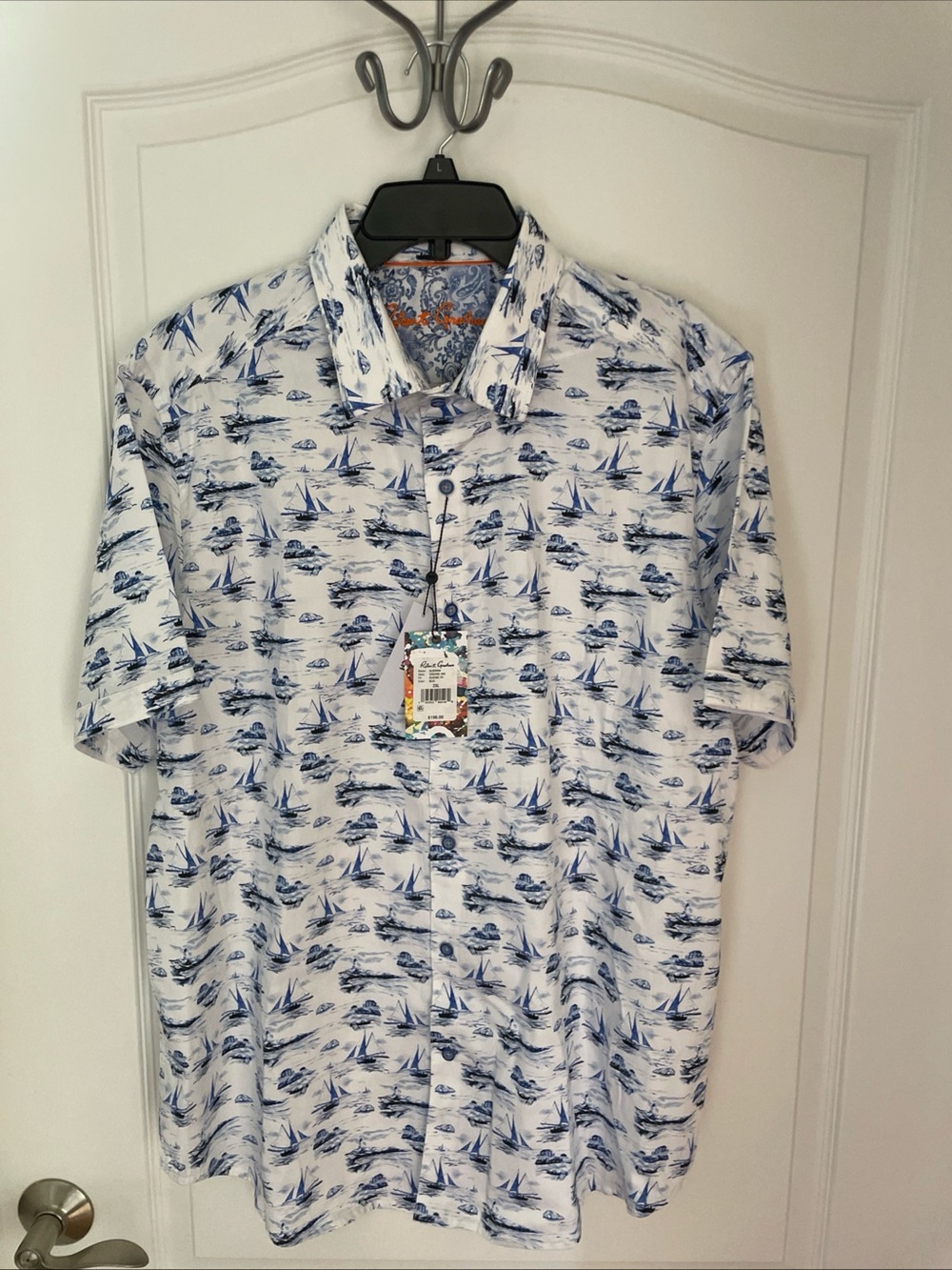 Robert Graham Button-Up Shirt Mens 2XL  Alboran Classic fit Blue Stretch NEW